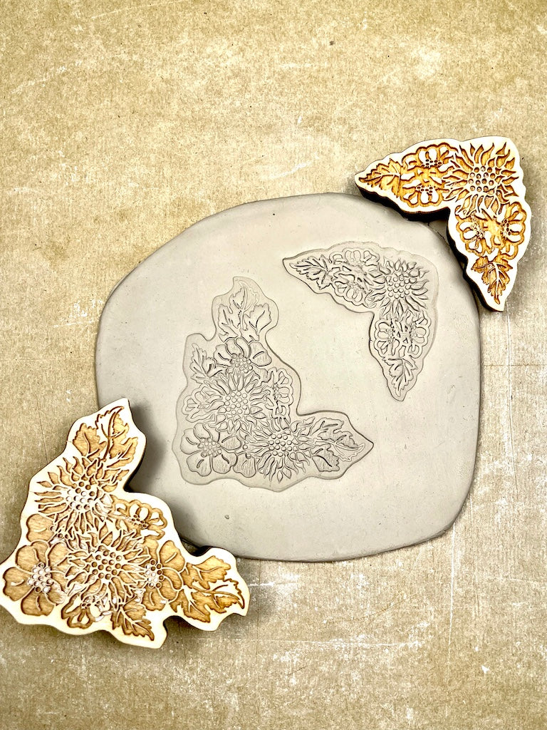 Corner Boarder Sunflower (Large)- Stamp