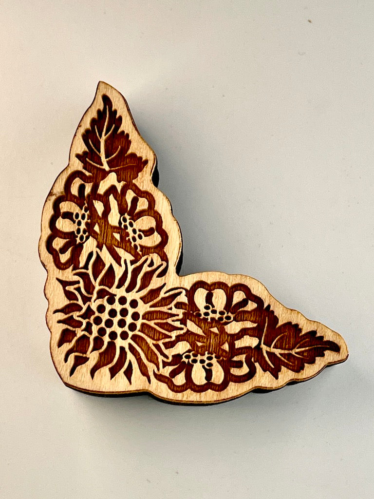 Corner Boarder Sunflower (Small)- Stamp