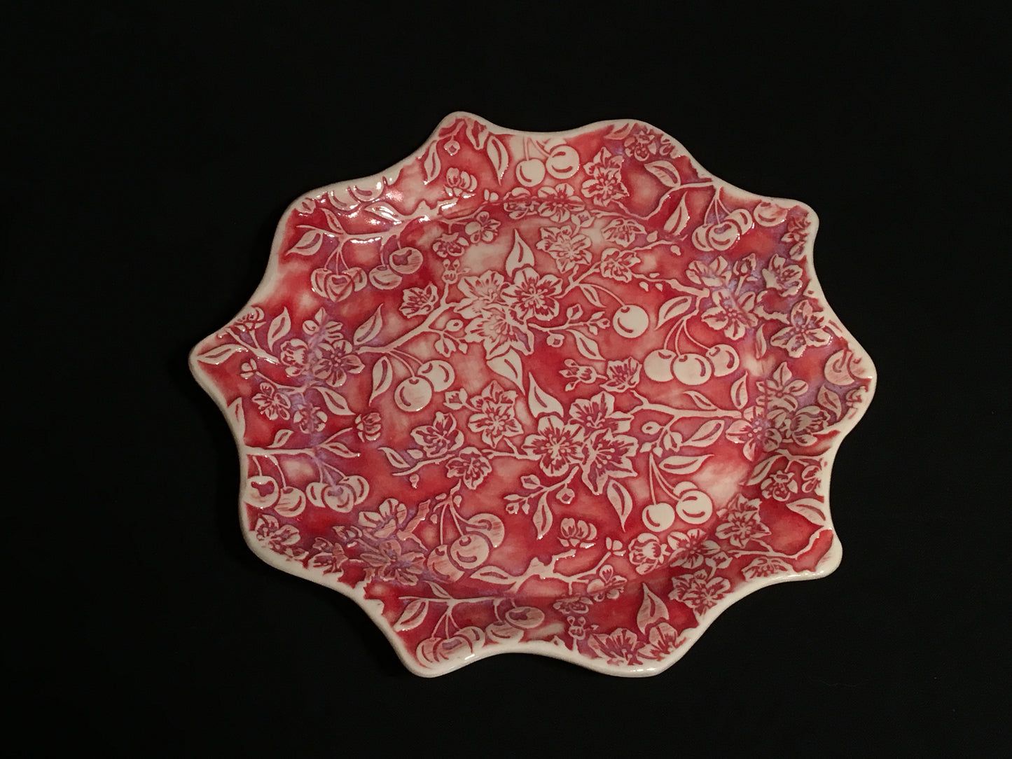 Red Cherry Blossom Plate