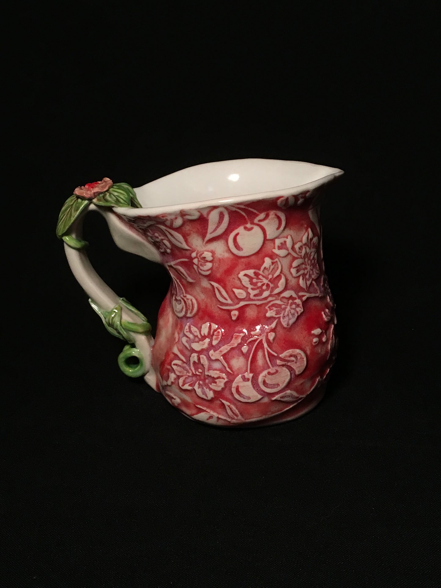 Red Cherry Blossom Pitcher