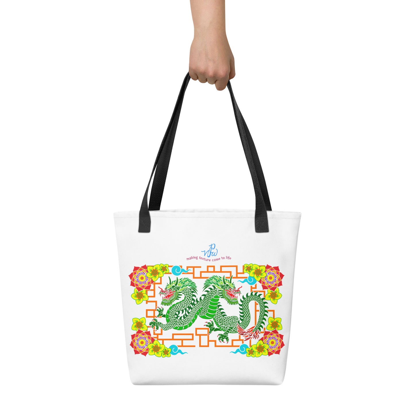 Floral Dragons Tote Bag