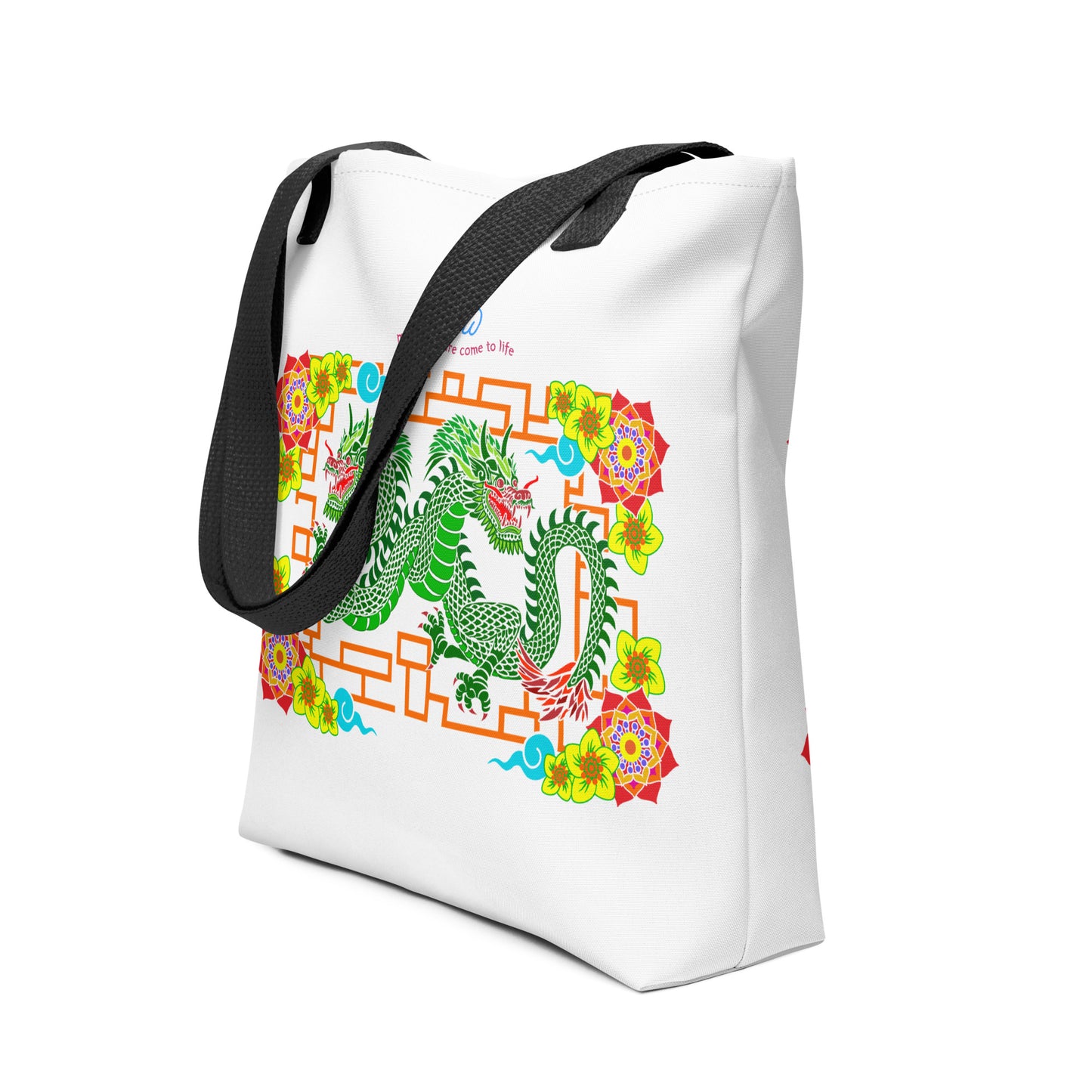 Floral Dragons Tote Bag
