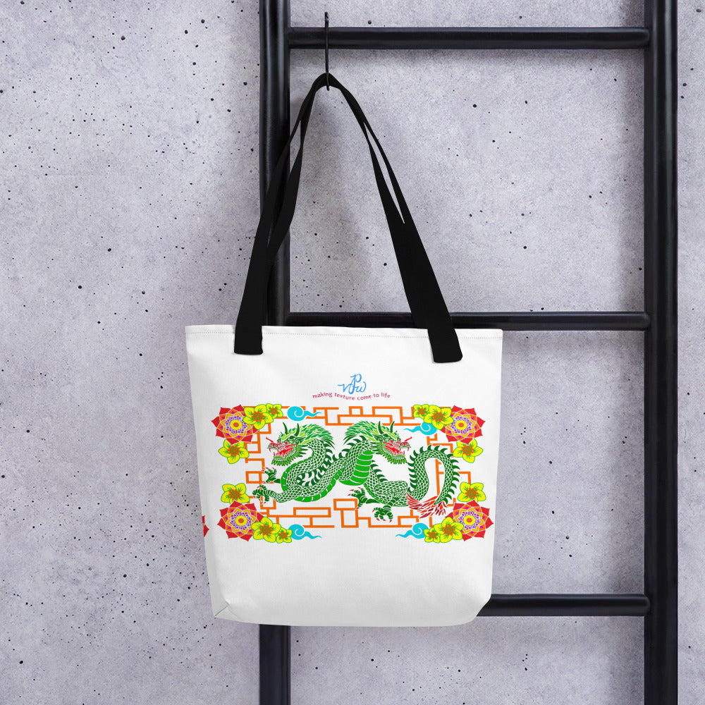 Floral Dragons Tote Bag