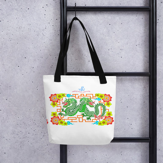 Floral Dragons Tote Bag