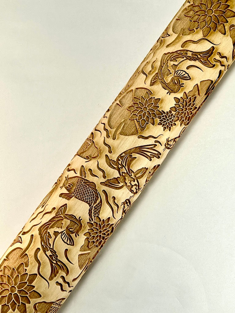 7" Koi Pond Textured Rolling Pin