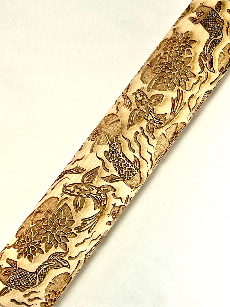 7" Koi Pond Textured Rolling Pin