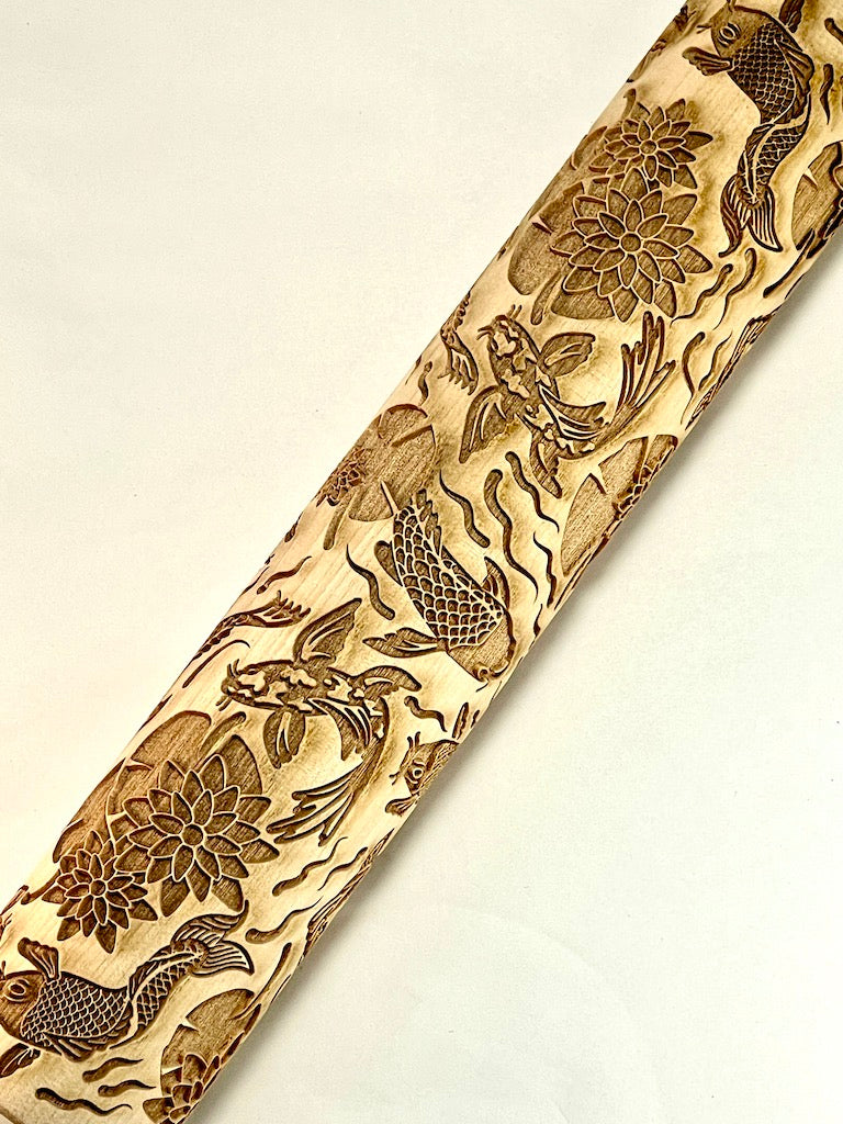 7" Koi Pond Textured Rolling Pin
