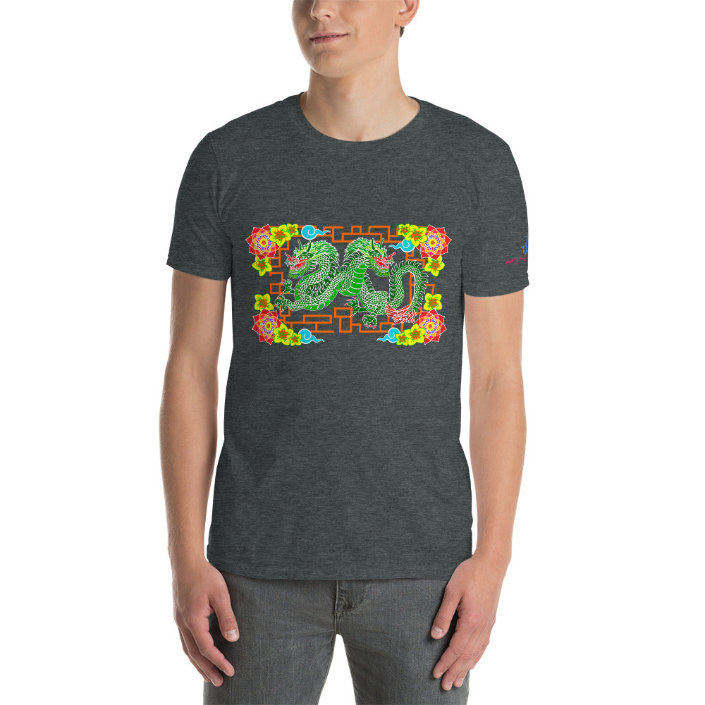 Floral Dragons Short-Sleeve (Front Design) Unisex T-Shirt