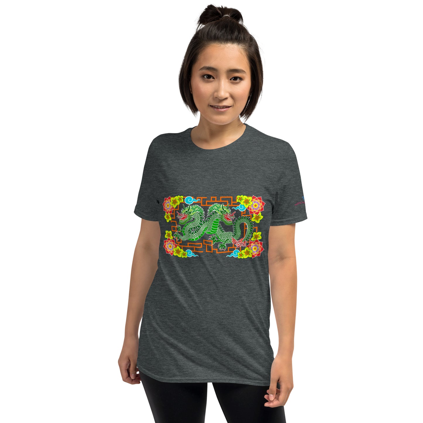 Floral Dragons Short-Sleeve (Front Design) Unisex T-Shirt