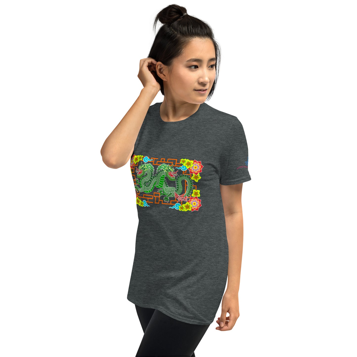 Floral Dragons Short-Sleeve (Front Design) Unisex T-Shirt