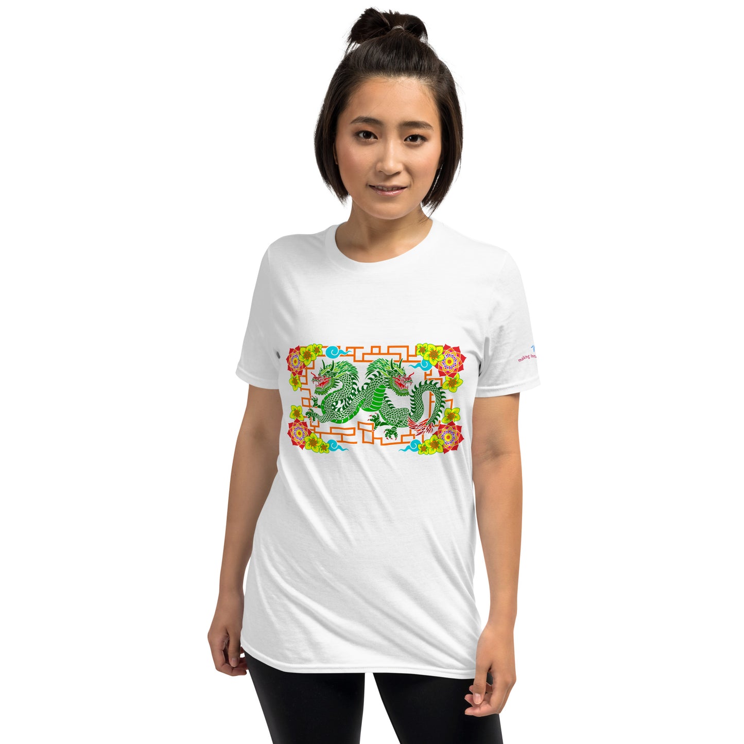 Floral Dragons Short-Sleeve (Front Design) Unisex T-Shirt