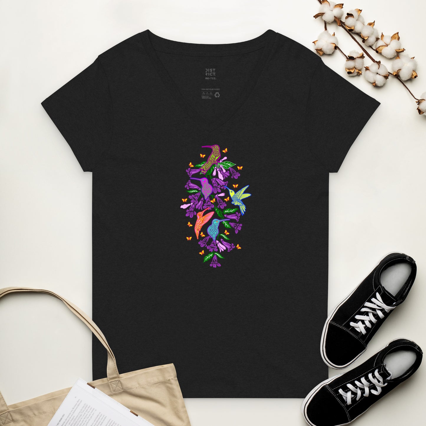 Hummingbirds Women’s Recycled V-Neck Tee
