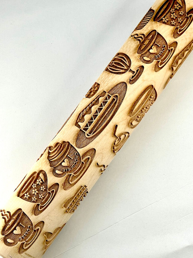 Coffee & Dessert Textured Rolling Pin