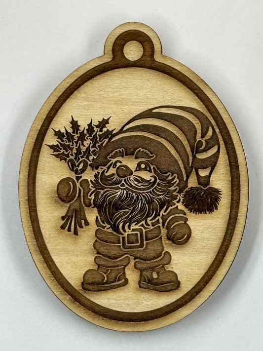Ornament (Santa Gnomes: Gnome with Holly Boquet)- Stamp