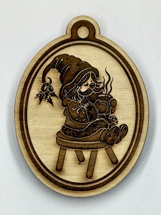 Ornament (Santa Gnomes: Gnome on Stool)- Stamp