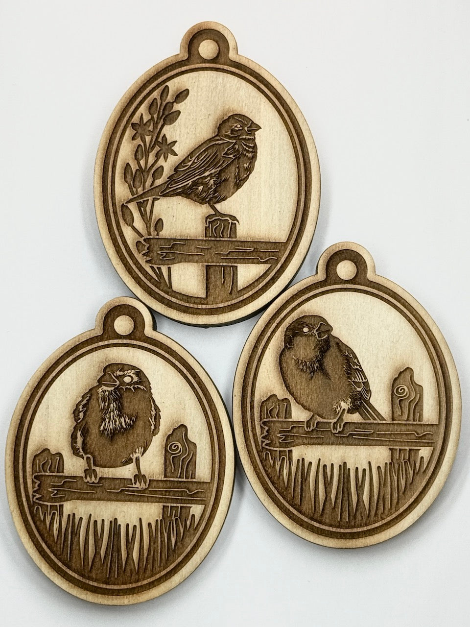 Ornament (Birds on a Fence: Looking Right)- Stamp