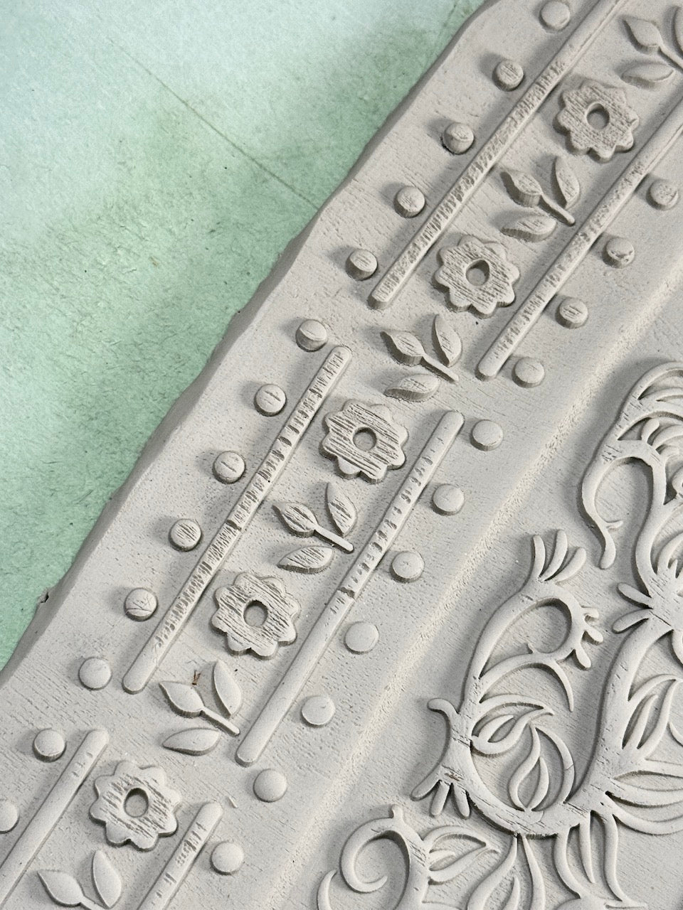 2" Floral Runner Boarder Textured Rolling Pin