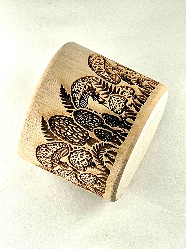 2" Woodland Mushrooms Textured Rolling Pin