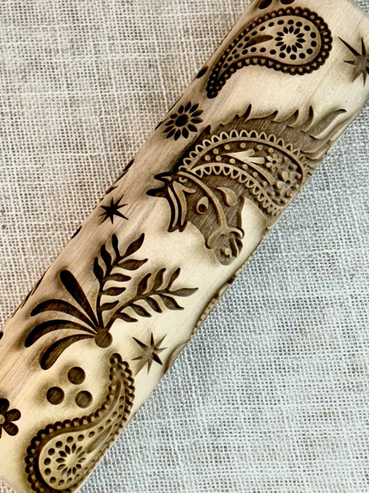 7" Paisley Pony Textured Rolling Pin