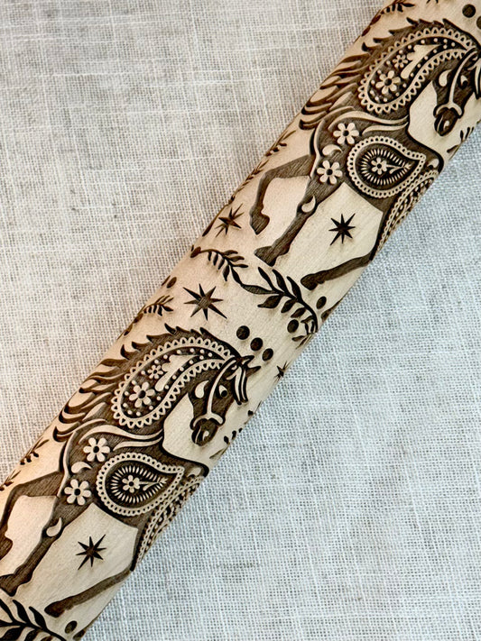 Paisley Pony Textured Rolling Pin