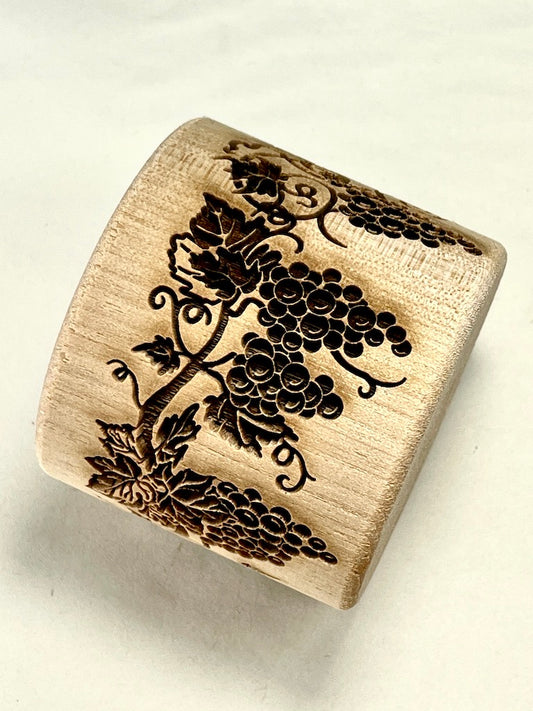 2" Grapes On Vines Textured Rolling Pin