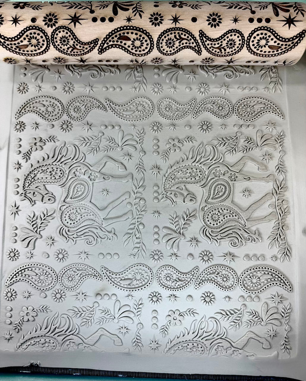 Paisley Pony Textured Rolling Pin