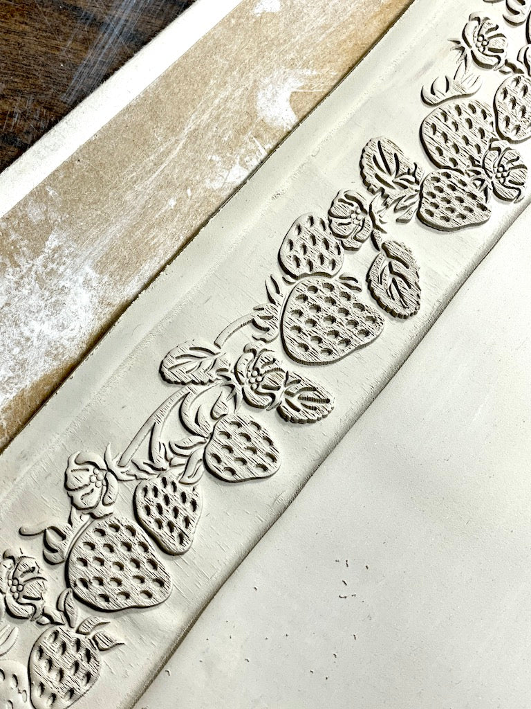 2" Strawberries Textured Rolling Pin