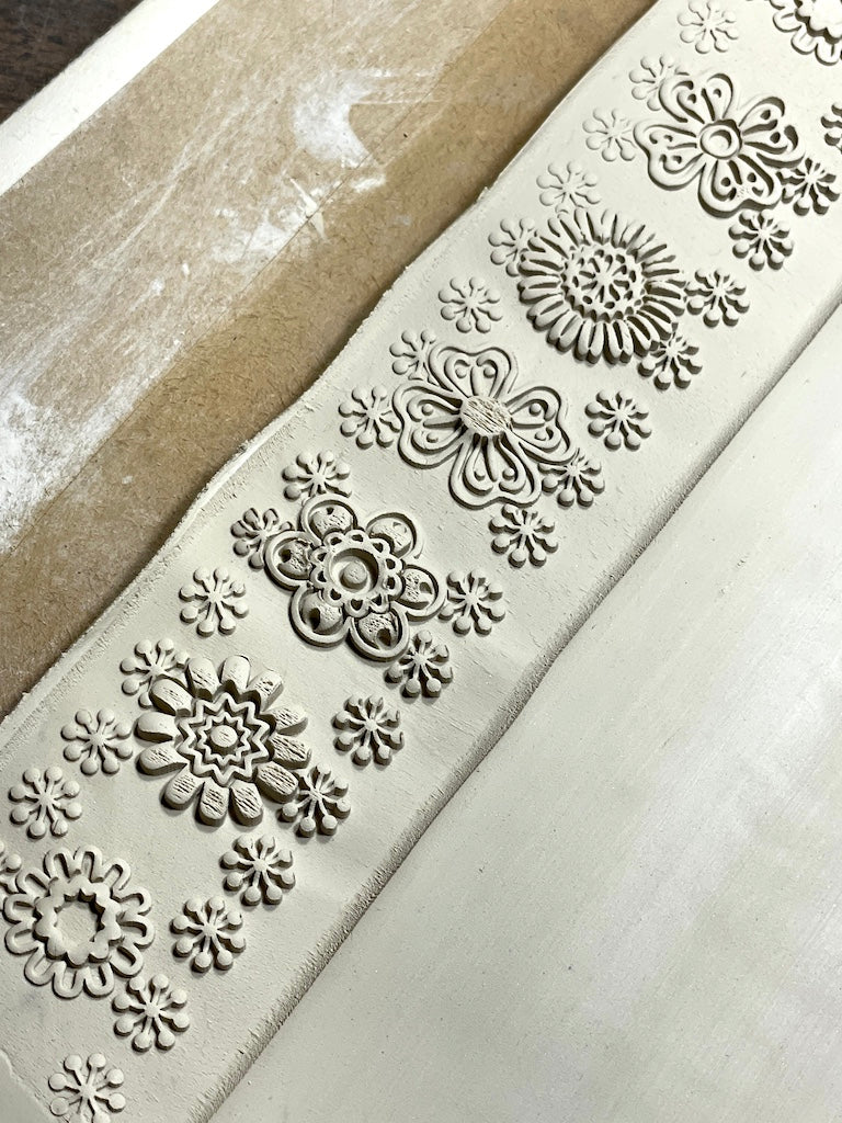 2" Mod Flowers Textured Rolling Pin