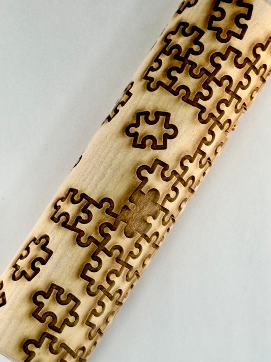 7" Jigsaw Puzzle (In Process) Textured Rolling Pin