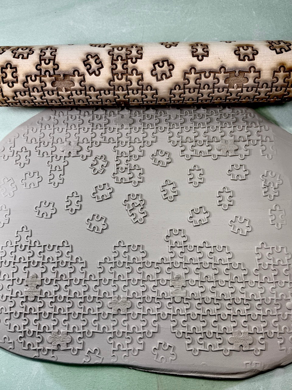 Jigsaw Puzzle (In Process) Textured Rolling Pin