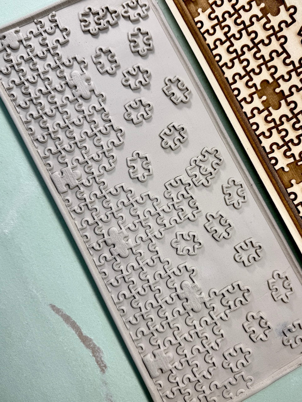 Jigsaw Puzzle (In Process) Textured Mug Plank