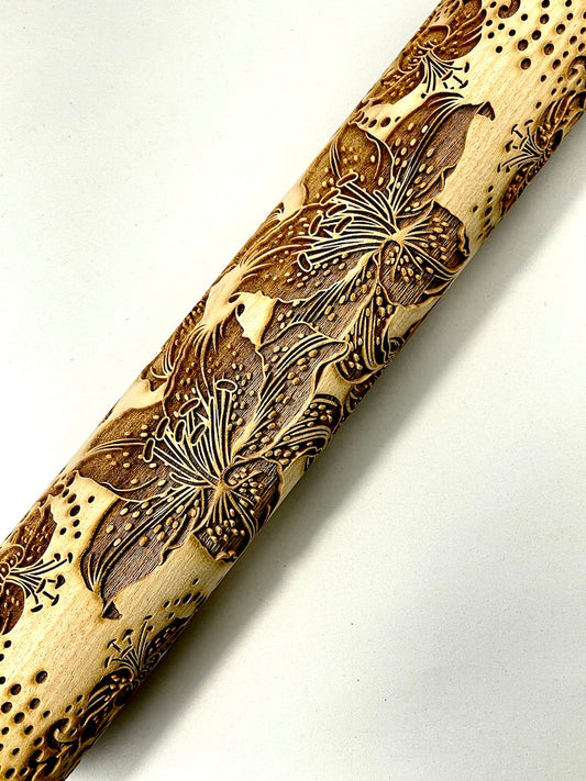 Tiger Lily Detailed Textured Rolling Pin