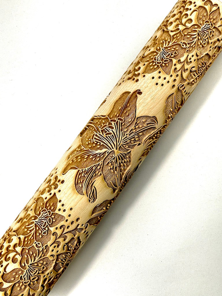 Tiger Lily Detailed Textured Rolling Pin