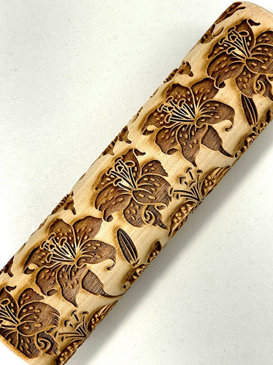 7" Tiger Lily Textured Rolling Pin