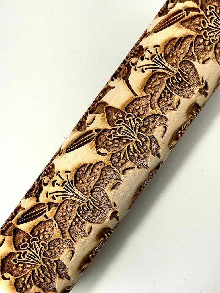 7" Tiger Lily Textured Rolling Pin