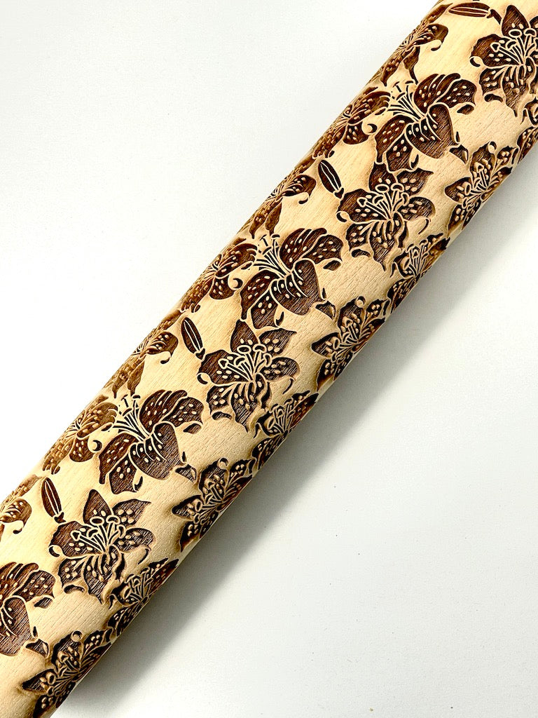 Tiger Lilies Textured Rolling Pin