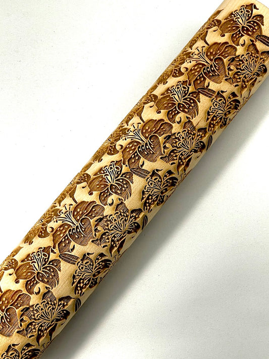 Tiger Lilies Textured Rolling Pin