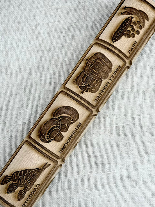 Veggies (Labeled) Textured Rolling Pin