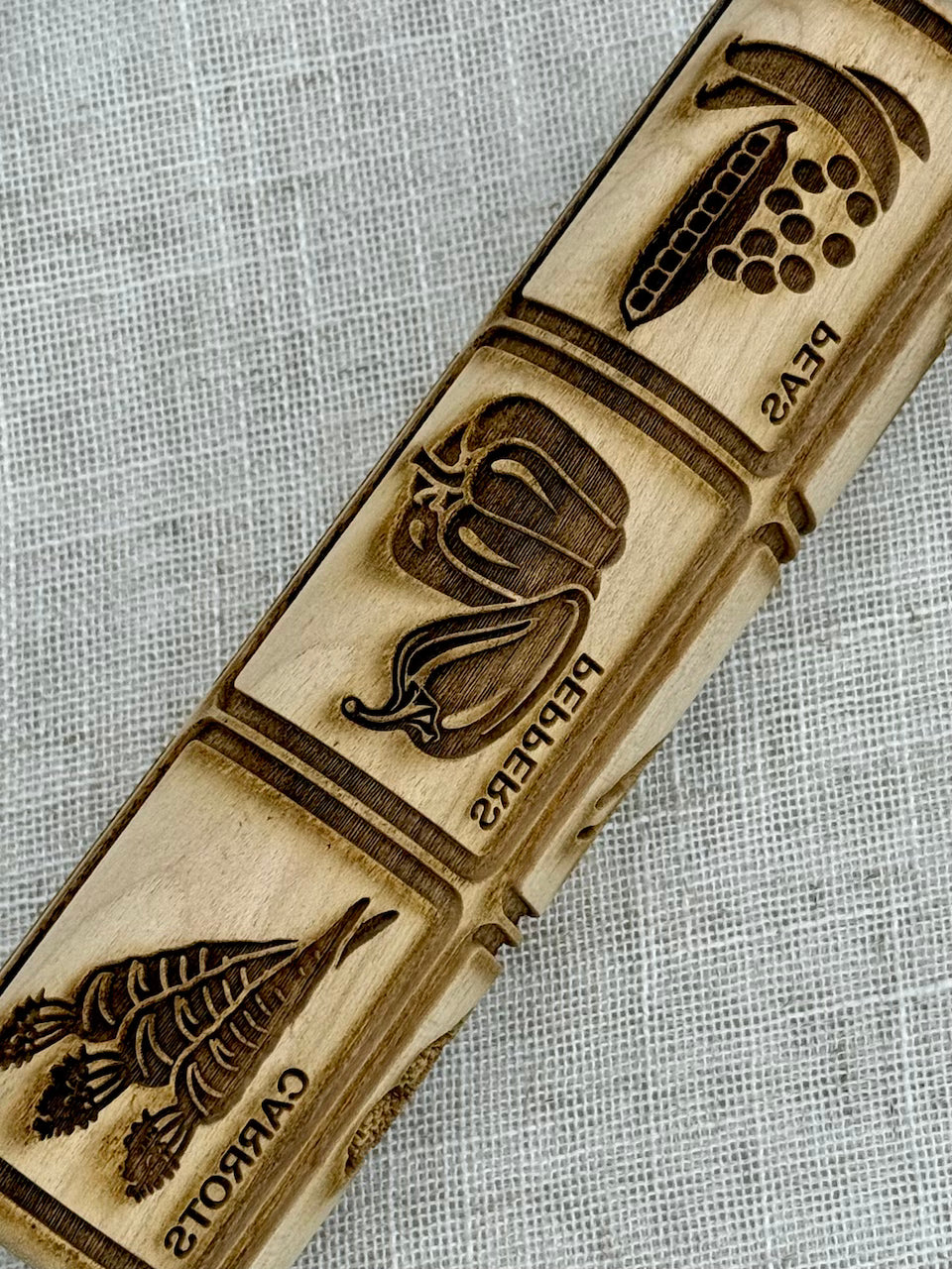 7" Veggies (Labeled) Textured Rolling Pin