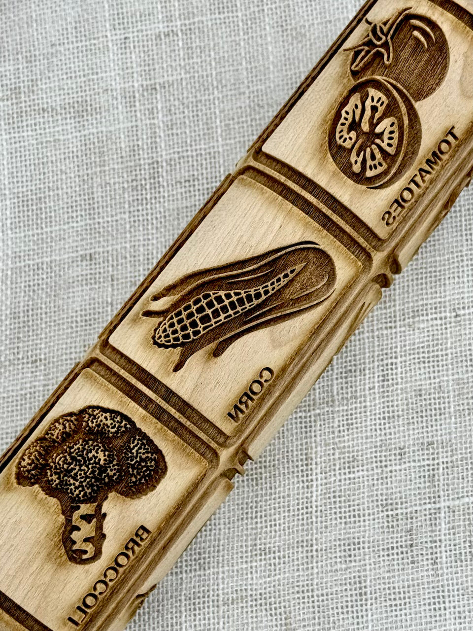 7" Veggies (Labeled) Textured Rolling Pin