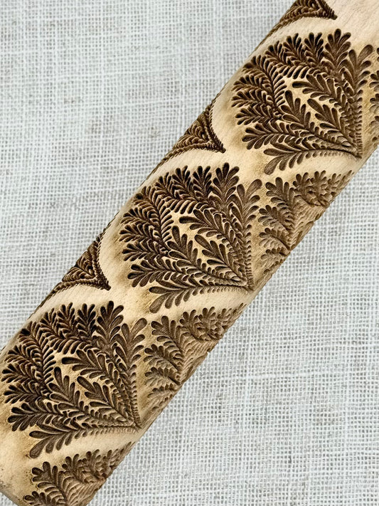 7" Art Deco (Leaf Fan) Textured Rolling Pin