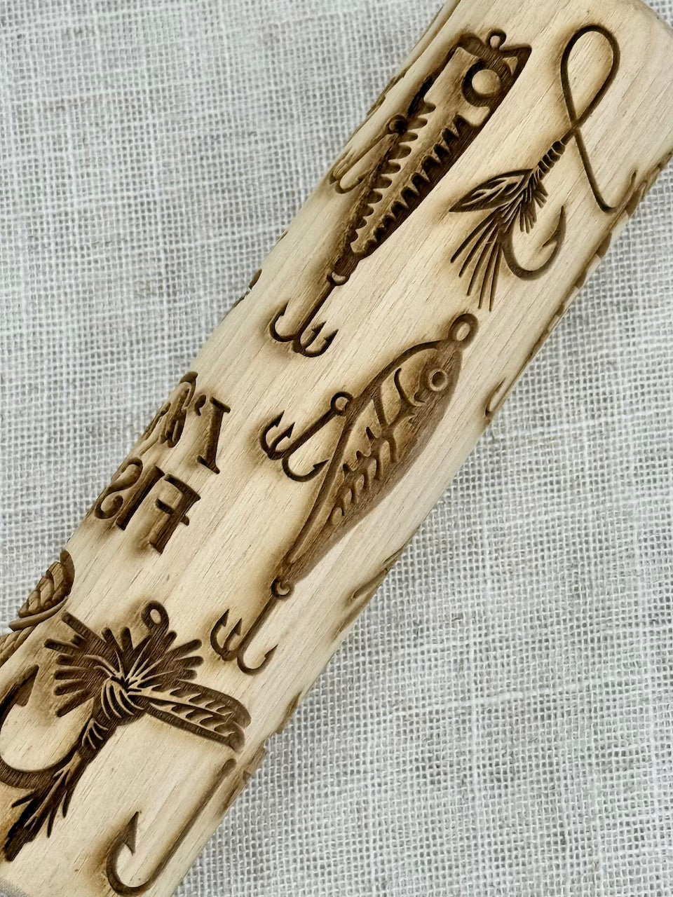 7" I'd Rather Be Fishing Textured Rolling Pin