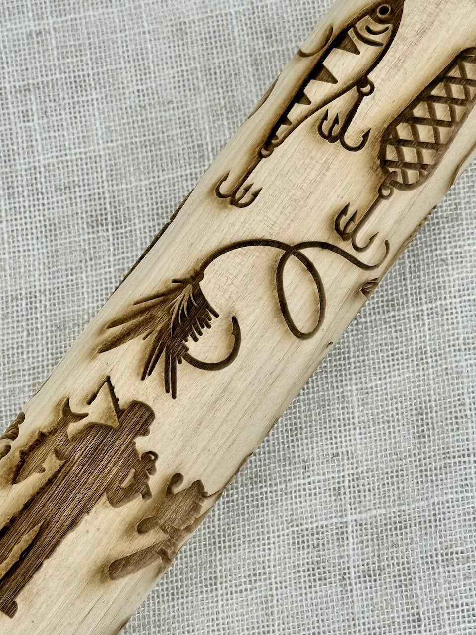 7" I'd Rather Be Fishing Textured Rolling Pin