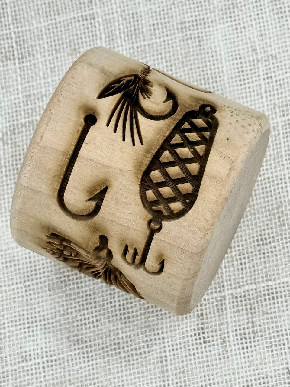 2" I'd Rather Be Fishing Textured Rolling Pin