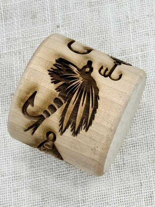 2" I'd Rather Be Fishing Textured Rolling Pin