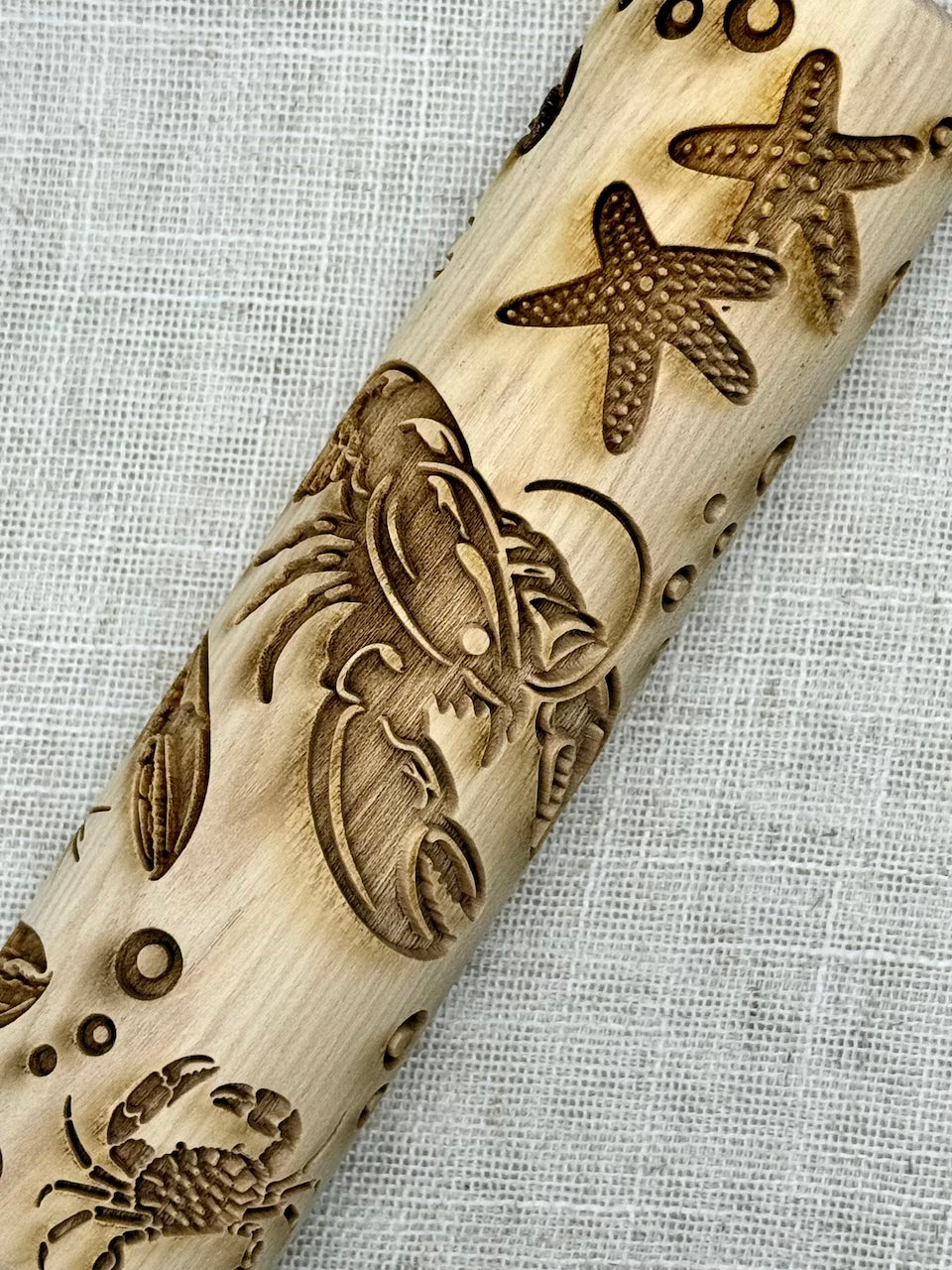 7" Lobster Bake Textured Rolling Pin