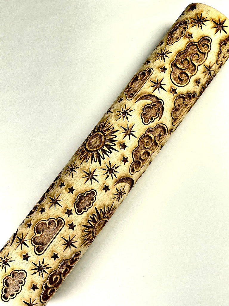 Sun, Moon and Stars Textured Rolling Pin