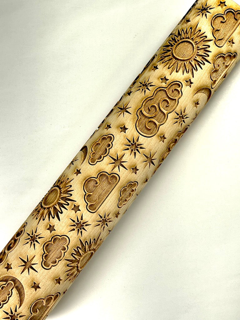 Sun, Moon and Stars Textured Rolling Pin