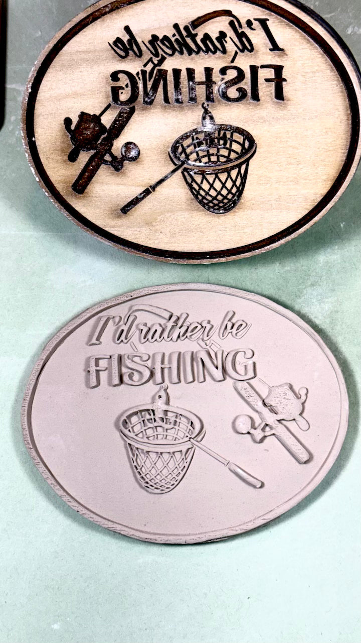 I'd Rather Be Fishing (Medallion)- Stamp