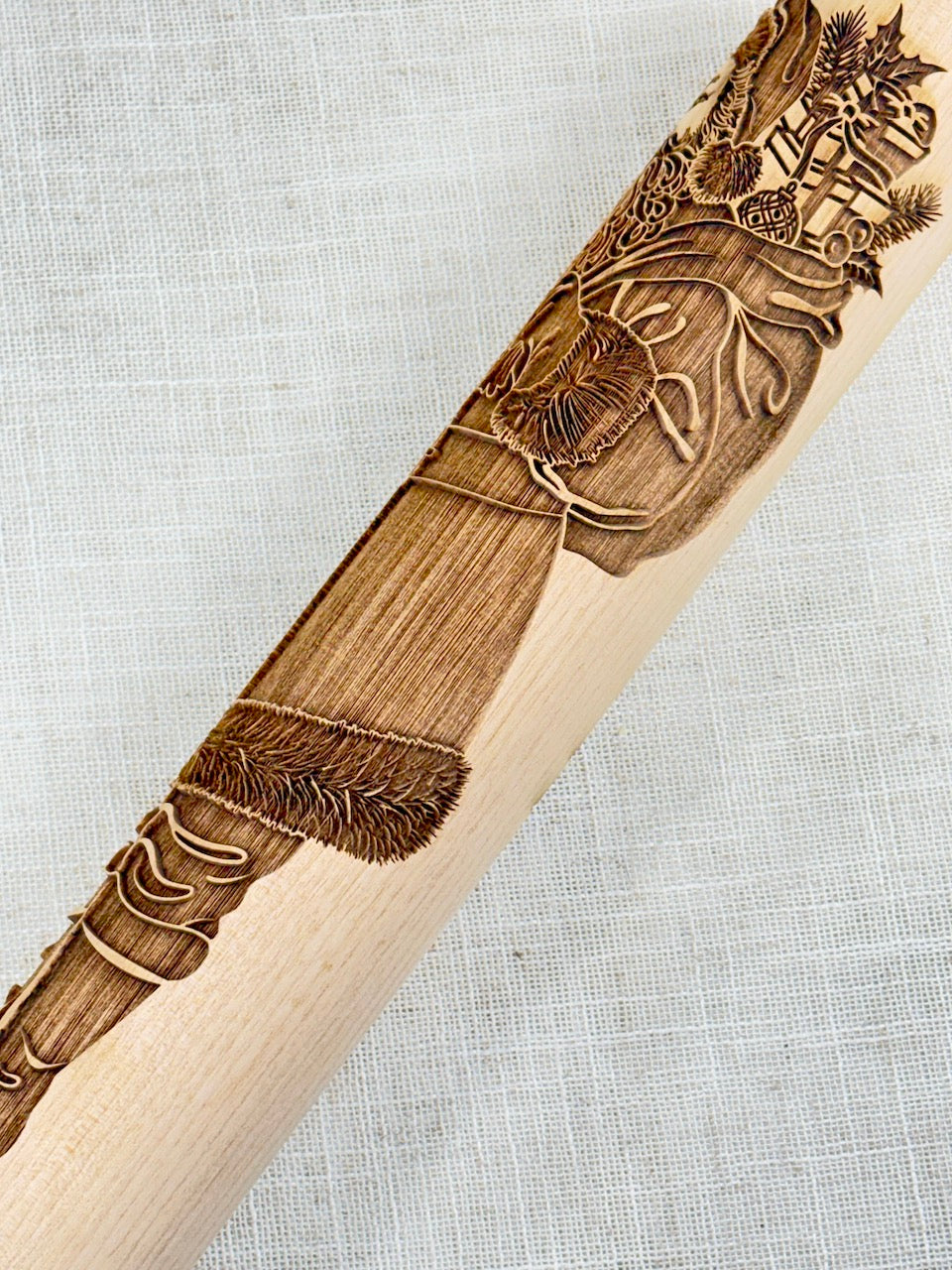 Santa & Reindeer Textured Rolling Pin